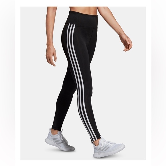 EUC Addias Women's Design 2 Move ClimaLite® High Rise 3 Stripe Leggings Size L - Picture 1 of 5